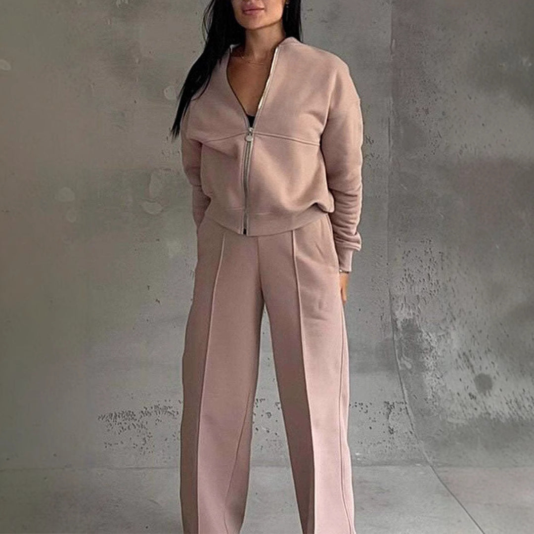 Ensemble Femme : Veste Zippée et Pantalon Ample